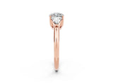 Rose gold Three-Stone Cushion Cut Cut Diamond Ring with Trillion Side Stones and Four-Prong Setting_2