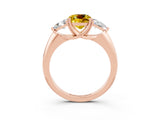 Rose gold Three-Stone Cushion Cut Cut Diamond Ring with Trillion Side Stones and Four-Prong Setting_3