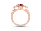 Rose gold Three-Stone Cushion Cut Cut Diamond Ring with Trillion Side Stones and Four-Prong Setting_3