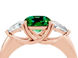 Rose gold Three-Stone Cushion Cut Cut Diamond Ring with Trillion Side Stones and Four-Prong Setting_4