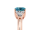 Rose gold Three-Stone Cushion Cut Cut Diamond Ring with Trillion Side Stones and Four-Prong Setting_5