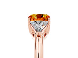 Rose gold Three-Stone Cushion Cut Cut Diamond Ring with Trillion Side Stones and Four-Prong Setting_5
