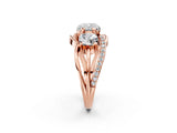 Rose gold Three-Stone Cushion Cut Cut Diamond Split Shank Prong Set Ring_5