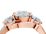 Rose gold Three-Stone Cushion Cut Cut Diamond Split Shank Prong Set Ring_7