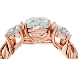Rose gold Three-Stone Cushion Cut Cut Milgrain Pavé Engagement Ring_11