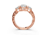 Rose gold Three-Stone Cushion Cut Cut Milgrain Pavé Engagement Ring_22