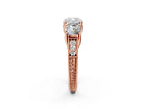 Rose gold Three-Stone Cushion Cut Cut Milgrain Pavé Engagement Ring_9