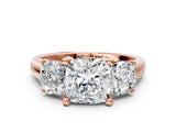 Rose gold Three-Stone Cushion Cut Cut Solitaire Ring with Classic Prong Setting_3