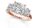 Rose gold Three-Stone Cushion Cut Cut Solitaire Ring with Classic Prong Setting_4