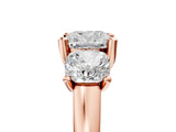 Rose gold Three-Stone Cushion Cut Cut Solitaire Ring with Classic Prong Setting_8