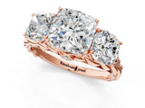 Rose gold Three-Stone Cushion Cut Diamond Braided Band Ring with Four-Prong Setting_39