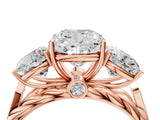Rose gold Three-Stone Cushion Cut Diamond Braided Band Ring with Four-Prong Setting_42
