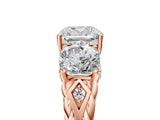 Rose gold Three-Stone Cushion Cut Diamond Braided Band Ring with Four-Prong Setting_43