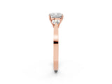 Rose gold Three-Stone Cushion Cut Diamond Cathedral Engagement Ring with Prong Setting_16