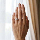 Rose gold Three-Stone Cushion Cut Diamond Cathedral Engagement Ring with Prong Setting_6