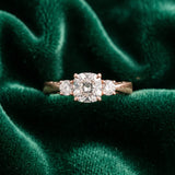 Rose gold Three-Stone Cushion Cut Diamond Cathedral Engagement Ring with Prong Setting_9