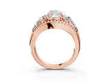 Rose gold Three-Stone Cushion Cut Diamond Engagement Ring with Pave Band and Prong Setting_21