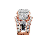 Rose gold Three-Stone Cushion Cut Diamond Engagement Ring with Pave Band and Prong Setting_23