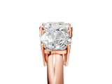 Rose gold Three-Stone Cushion Cut Diamond Engagement Ring with Prong Setting on a White Gold Band_11