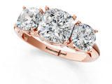 Rose gold Three-Stone Cushion Cut Diamond Engagement Ring with Prong Setting on a White Gold Band_31