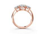 Rose gold Three-Stone Cushion Cut Diamond Engagement Ring with Prong Setting on a White Gold Band_33