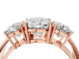 Rose gold Three-Stone Cushion Cut Diamond Engagement Ring with Prong Setting on a White Gold Band_34