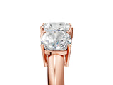 Rose gold Three-Stone Cushion Cut Diamond Engagement Ring with Prong Setting on a White Gold Band_35