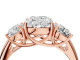Rose gold Three-Stone Cushion Cut Diamond Engagement Ring with Prong Setting_7