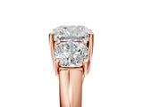 Rose gold Three-Stone Cushion Cut Diamond Engagement Ring with Prong Setting_8