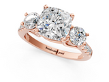 Rose gold Three-Stone Cushion Cut Diamond Pavé Band with Four-Prong Setting_37