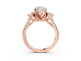 Rose gold Three-Stone Cushion Cut Diamond Pavé Band with Four-Prong Setting_39