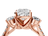Rose gold Three-Stone Cushion Cut Diamond Pavé Band with Four-Prong Setting_40