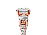 Rose gold Three-Stone Cushion Cut Diamond Pavé Band with Four-Prong Setting_41