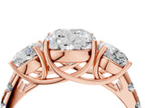 Rose gold Three-Stone Cushion Cut Diamond Pavé Band with Prong Setting_7