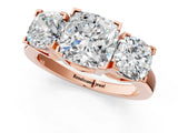 Rose gold Three-Stone Cushion Cut Diamond Ring with Channel Set Band and Four-Prong Setting_19