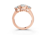 Rose gold Three-Stone Cushion Cut Diamond Ring with Channel Set Band and Four-Prong Setting_21