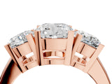 Rose gold Three-Stone Cushion Cut Diamond Ring with Channel Set Band and Four-Prong Setting_22