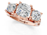 Rose gold Three-Stone Cushion Cut Diamond Ring with Channel-Set Band and Four-Prong Setting_53