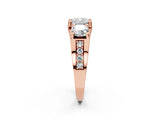 Rose gold Three-Stone Cushion Cut Diamond Ring with Channel-Set Band and Four-Prong Setting_54