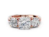 Rose gold Three-Stone Cushion Cut Diamond Ring with Channel-Set Band and Four-Prong Setting_64