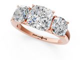 Rose gold Three-Stone Cushion Cut Diamond Ring with Channel-Set Band and Four-Prong Setting_65