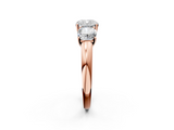 Rose gold Three-Stone Cushion Cut Diamond Ring with Channel-Set Band and Four-Prong Setting_66