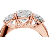 Rose gold Three-Stone Cushion Cut Diamond Ring with Channel-Set Band and Four-Prong Setting_68