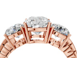 Rose gold Three-Stone Cushion Cut Diamond Ring with Channel-Set Band and Prong Setting_10