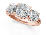 Rose gold Three-Stone Cushion Cut Diamond Ring with Channel-Set Band and Prong Setting_7