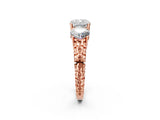 Rose gold Three-Stone Cushion Cut Diamond Ring with Channel-Set Band and Prong Setting_8