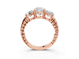 Rose gold Three-Stone Cushion Cut Diamond Ring with Channel-Set Band and Prong Setting_9