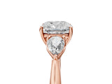 Rose gold Three-Stone Cushion Cut Diamond Ring with Pear  Side Stones in Four-Prong Setting_17