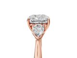 Rose gold Three-Stone Cushion Cut Diamond Ring with Pear  Side Stones in Four-Prong Setting_23
