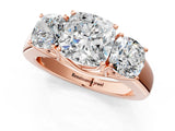 Rose gold Three-Stone Cushion Cut Diamond Ring with Prong Setting and Classic Band_4